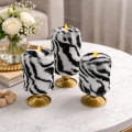 Zebra Faux Fur Pillar LED Candle