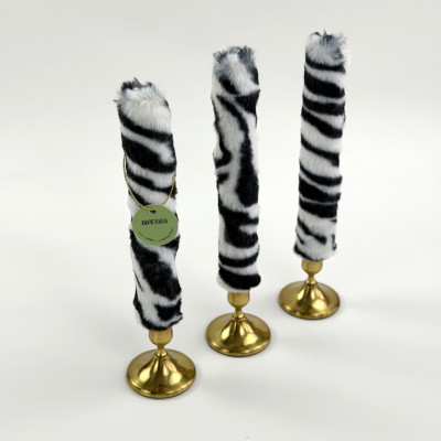 Zebra Faux Fur Taper LED Candle