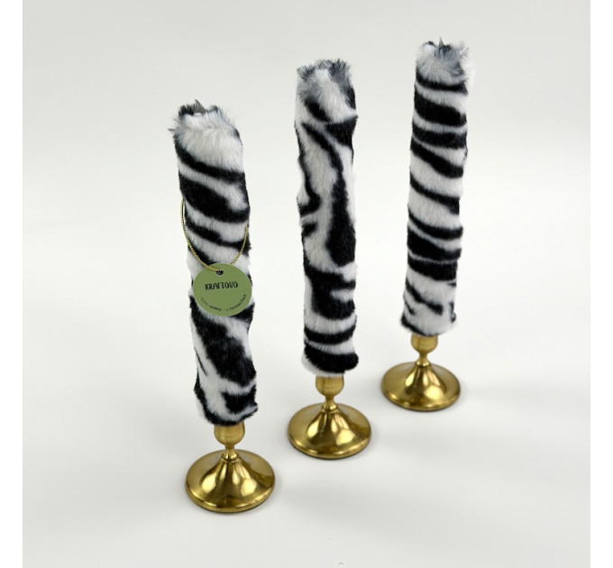Zebra Faux Fur Taper LED Candle