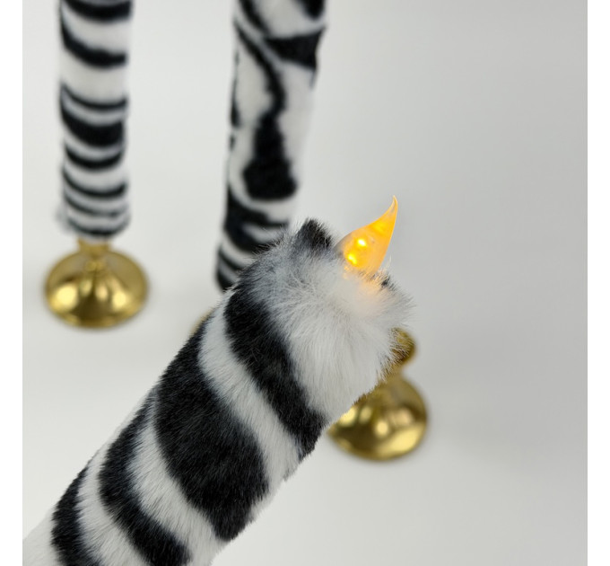 Zebra Faux Fur Taper LED Candle