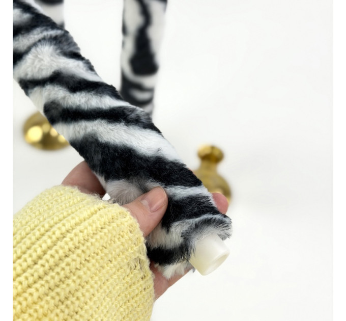 Zebra Faux Fur Taper LED Candle