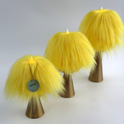Yellow Furry LED Pillar Candle — Funky