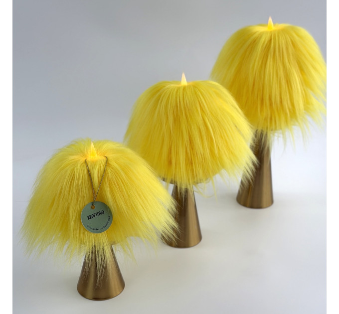 Yellow Furry LED Pillar Candle — Funky