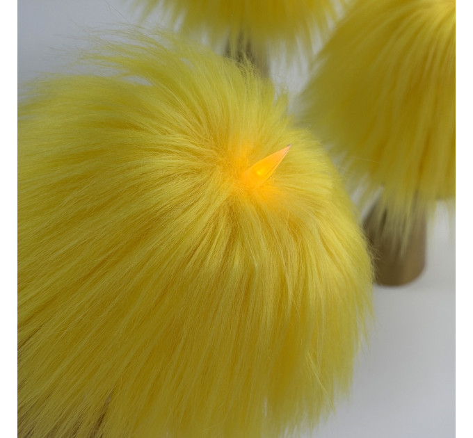 Yellow Furry LED Pillar Candle — Funky