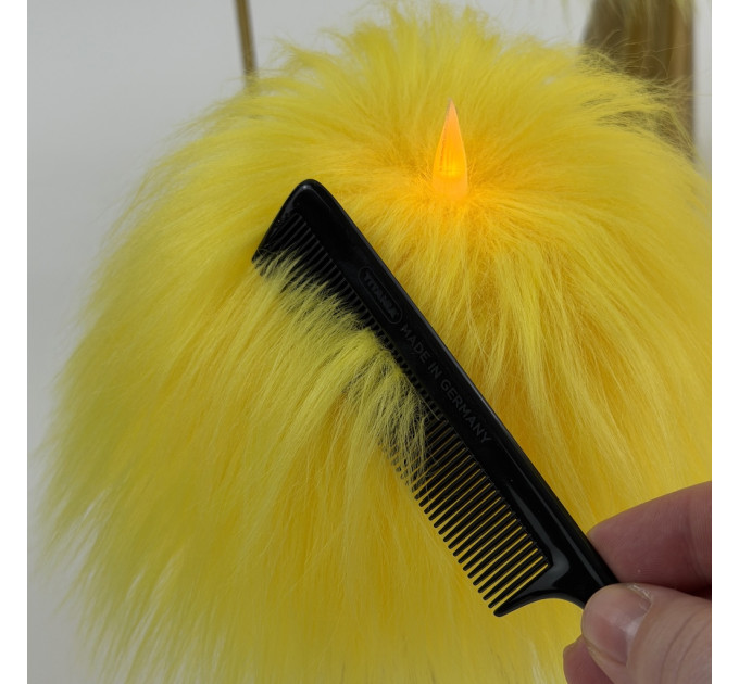 Yellow Furry LED Pillar Candle — Funky