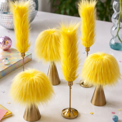 Yellow Furry LED Pillar Candle — Funky