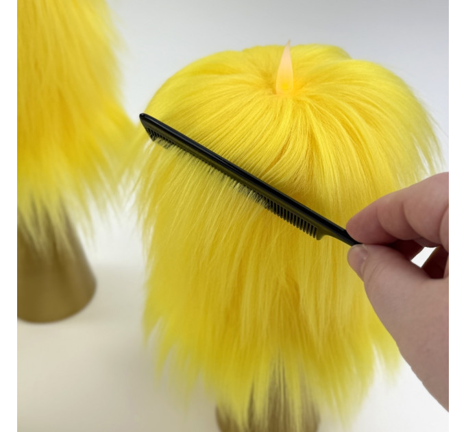 Yellow Furry LED Pillar Candle — Luxury