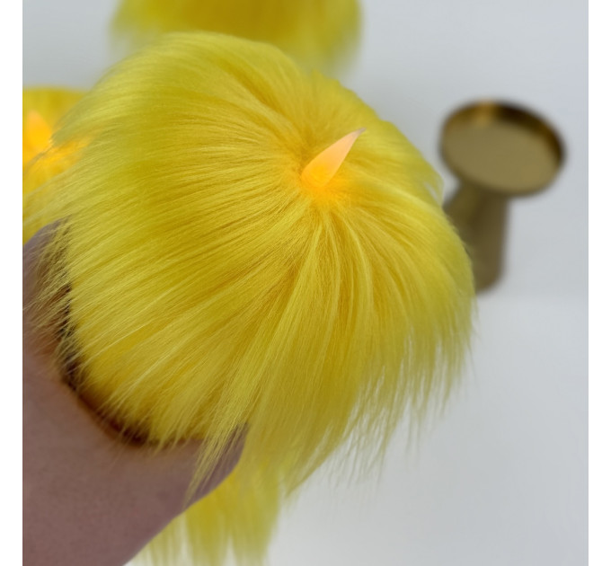 Yellow Furry LED Pillar Candle — Luxury