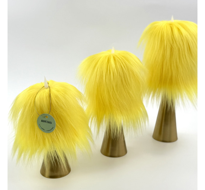 Yellow Furry LED Pillar Candle — Luxury