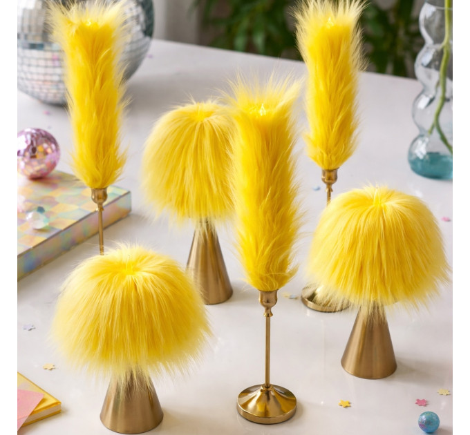 Yellow Furry LED Taper Candle — Funky