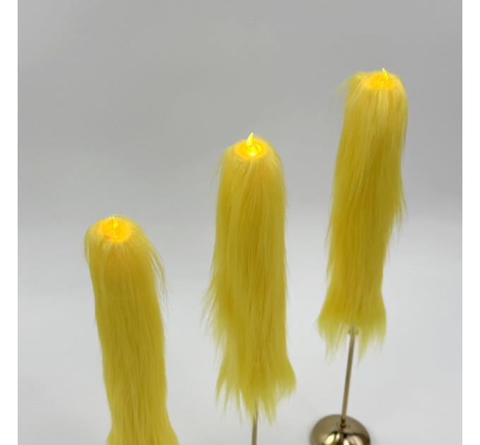 Yellow Furry LED Taper Candle — Luxury