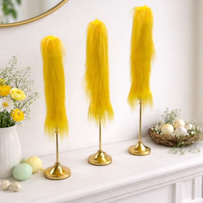 Yellow Furry LED Taper Candle — Luxury