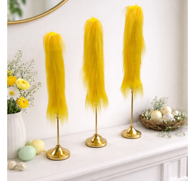 Yellow Furry LED Taper Candle — Luxury