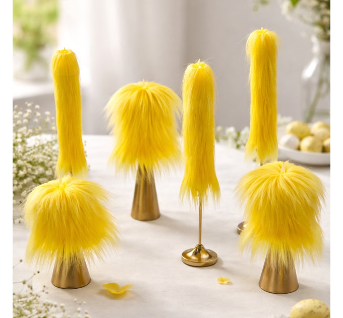 Yellow Furry LED Taper Candle — Luxury