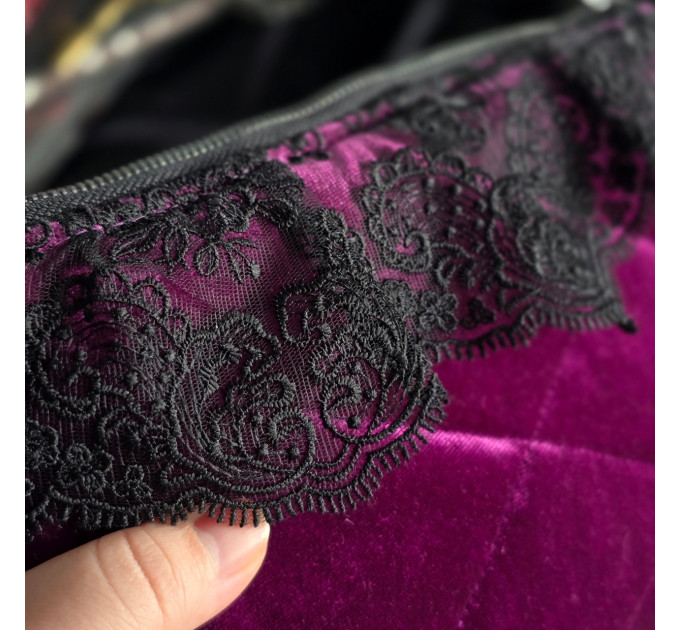 Custom Purple Velvet Laptop Sleeve with Black Lace