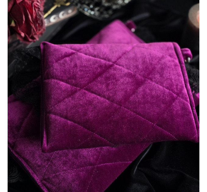 Purple Gothic Velvet Book Sleeve with Black Lace & Cameo