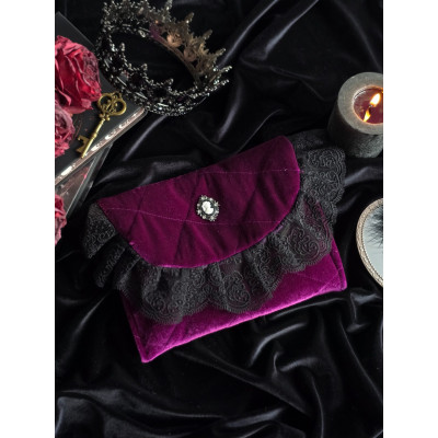 Purple Gothic Velvet Book Sleeve with Black Lace & Cameo Purple Gothic Velvet Book Sleeve with Black Lace & Cameo