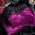 Purple Velvet Laptop Sleeve with Black Lace