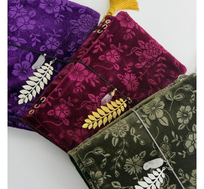 Refillable Witch Journal with Botanical Velvet Cover