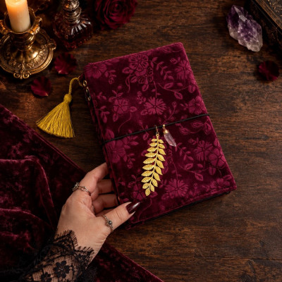 Refillable Witch Journal with Botanical Velvet Cover