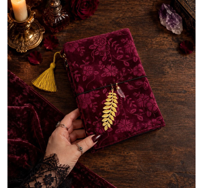 Refillable Witch Journal with Botanical Velvet Cover