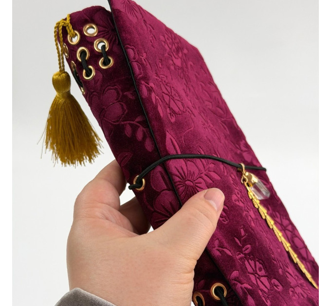 Refillable Witch Journal with Botanical Velvet Cover