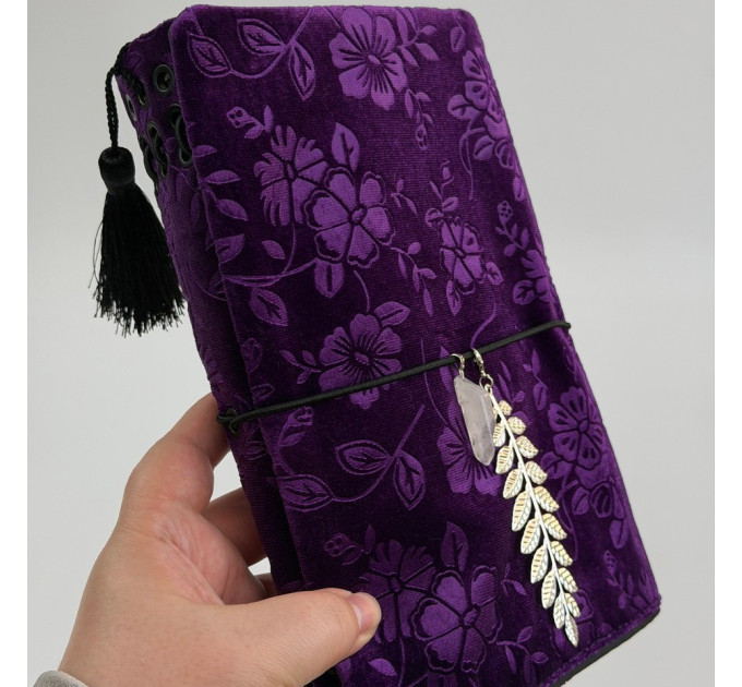 Refillable Witch Journal with Botanical Velvet Cover