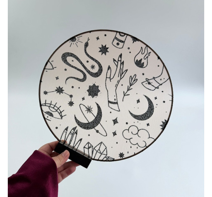 Round Witchy Earring Organizer with Snake and Celestial Symbols