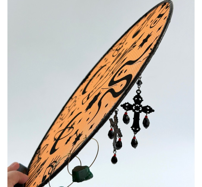 Round Witchy Earring Organizer with Snake and Celestial Symbols