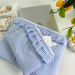 Blue striped laptop sleeve with ruffles