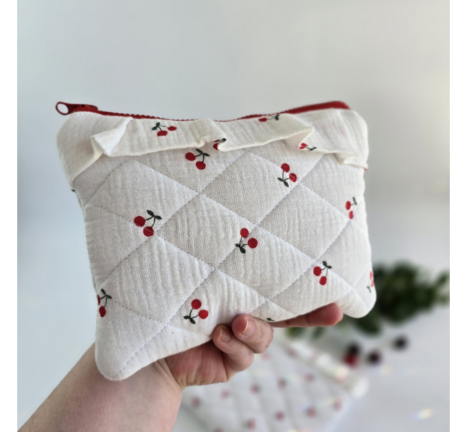 Laptop sleeve with cherries and ruffles