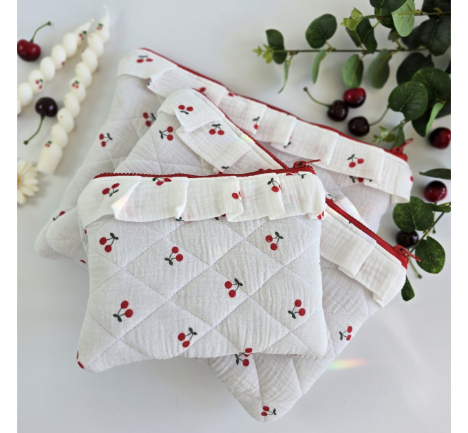 Laptop sleeve with cherries and ruffles