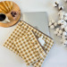 Latte vibe checkered brown laptop sleeve with ruffles