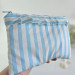 Sky-blue striped laptop sleeve with ruffles