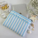 Sky-blue striped laptop sleeve with ruffles