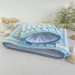 Sky-blue striped laptop sleeve with ruffles