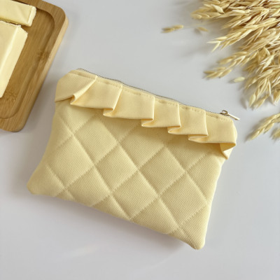 Butter yellow E-reader sleeve with ruffles