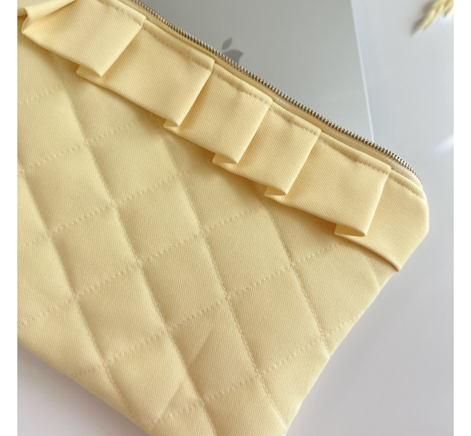 Butter yellow tablet sleeve with ruffles