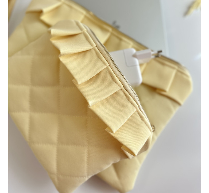 Butter yellow tablet sleeve with ruffles