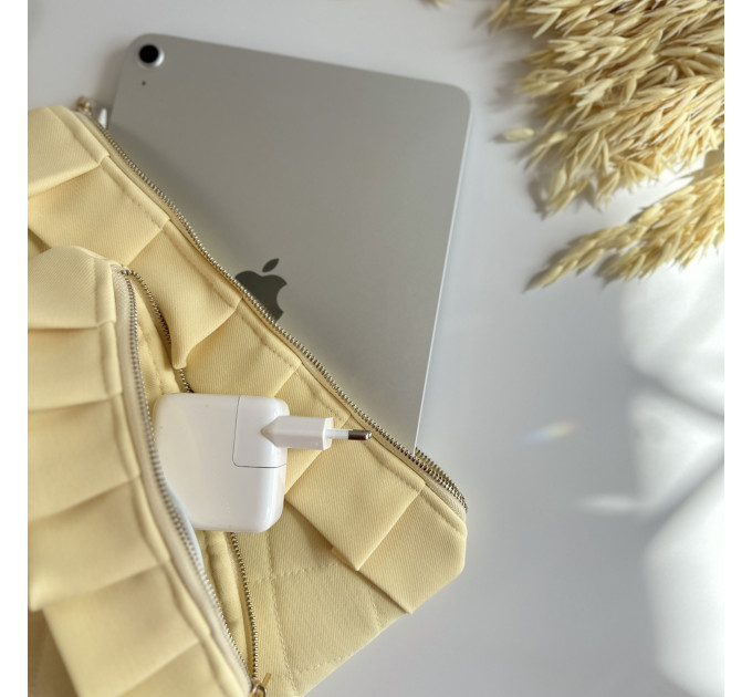 Butter yellow tablet sleeve with ruffles