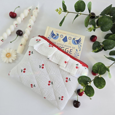E-reader sleeve with cherries and ruffles