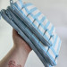 Sky-blue striped tablet sleeve with ruffles