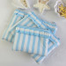 Sky-blue striped tablet sleeve with ruffles
