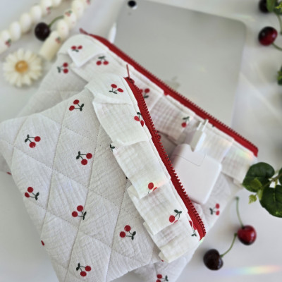 Tablet sleeve with cherries and ruffles