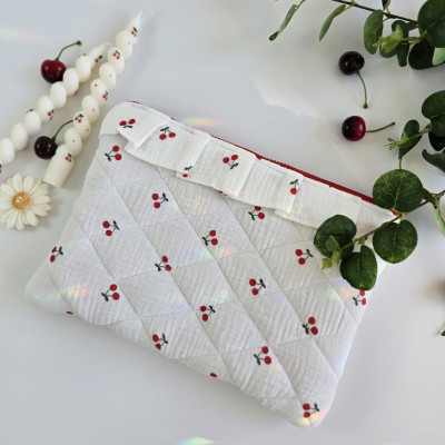 Tablet sleeve with cherries and ruffles