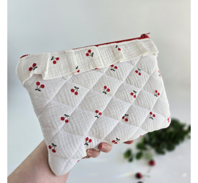 Tablet sleeve with cherries and ruffles