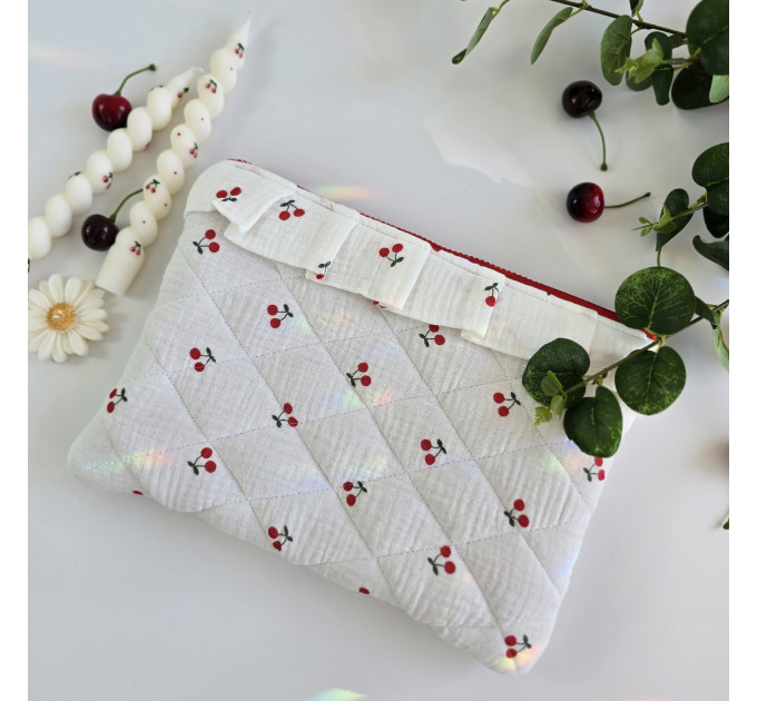 Tablet sleeve with cherries and ruffles