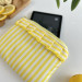 Yellow striped E-reader sleeve with ruffles