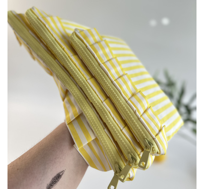 Yellow striped E-reader sleeve with ruffles