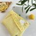 Yellow striped tablet sleeve with ruffles